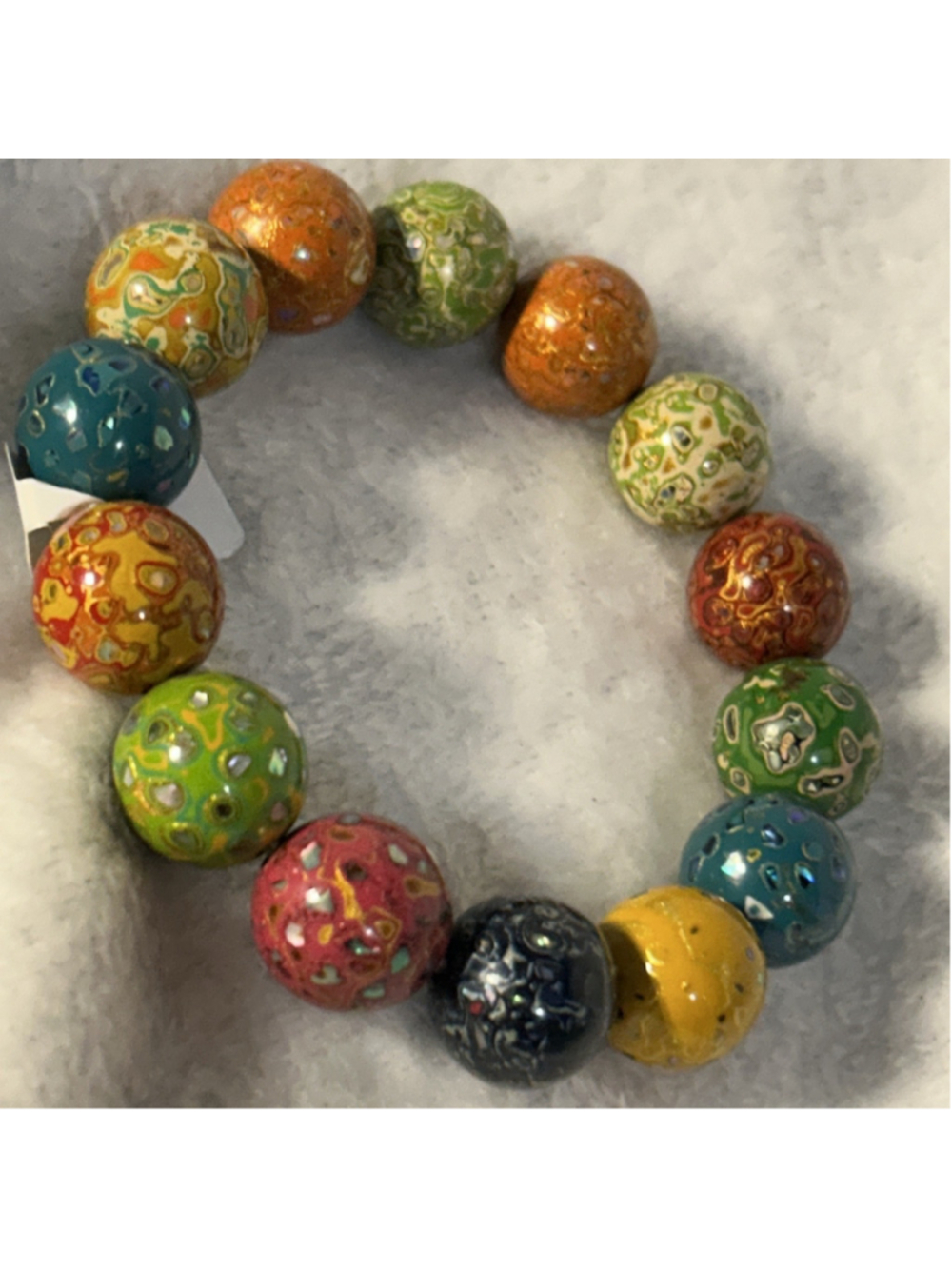 Dragon Nebula Multi-Color Lacquer Bead Bracelet | 0.55 in Beads | Stretchable